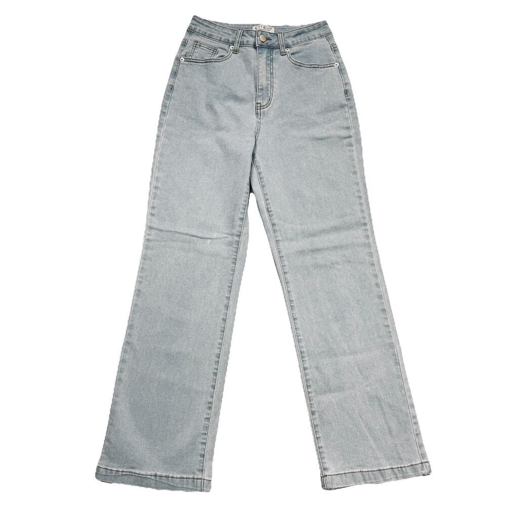 Ettelo High Rise Trouser Jeans 4 (26x28) Blue Light Wash Denim Stretch Womens